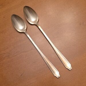 Wallingford Co. #27 Silver-plate Iced Tea Spoon Bedford Pattern Set of 2